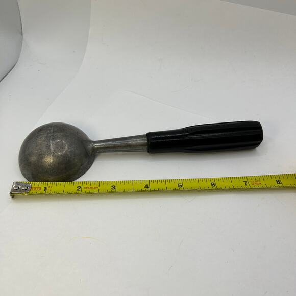 Vintage Blue Enamel Ice Cream Scoop Marked "ADAN" Black Handle 8" - Picture 2 of 14